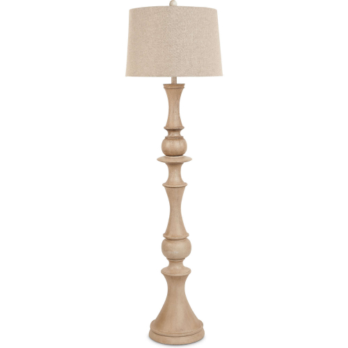 Emma 63"H Floor Lamp in Distressed Beige Poly & Linen