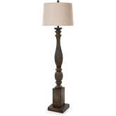 Elmwood 63"H Floor Lamp in Distressed Brown Poly & Linen