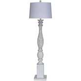 Elmwood 63"H Floor Lamp in Distressed White Poly & Linen