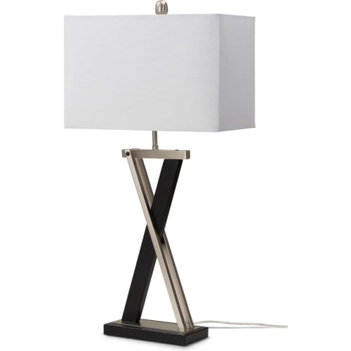 X 28.5"H Table Lamp in Black & Silver Metal & Linen (Set of 2)