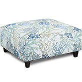 38" Square Cocktail Ottoman in Coral Reef Oceanside Multicolor Fabric