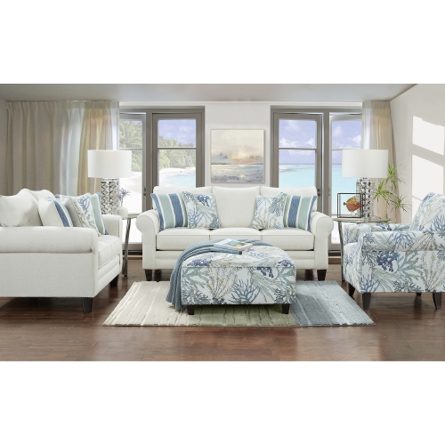 Loveseat in Grande Glacier Off White Fabric