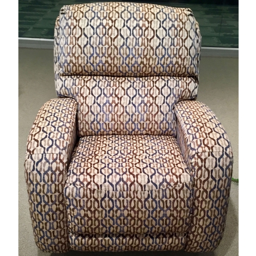 Fandango Manual Swivel Rocker Recliner in Walnut Blue Fabric