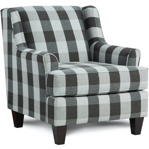 Accent Chair in Block Party Ebony Grey Plaid Fabric