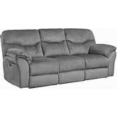 Power Play 96" Power Headrest Reclining Sofa in Charcoal Gray Fabric