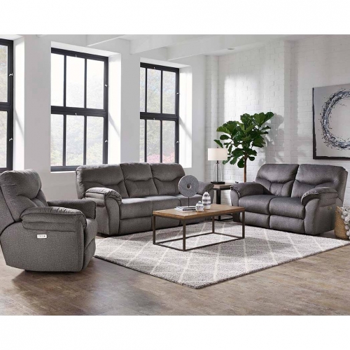 Power Play 72" Power Headrest Reclining Loveseat in Charcoal Gray Fabric