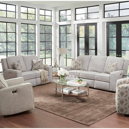 City Limits 63" Next Level Power Reclining Loveseat in Oyster White Fabric