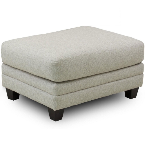 Ottoman in Off White Performance Wool Like Fabric