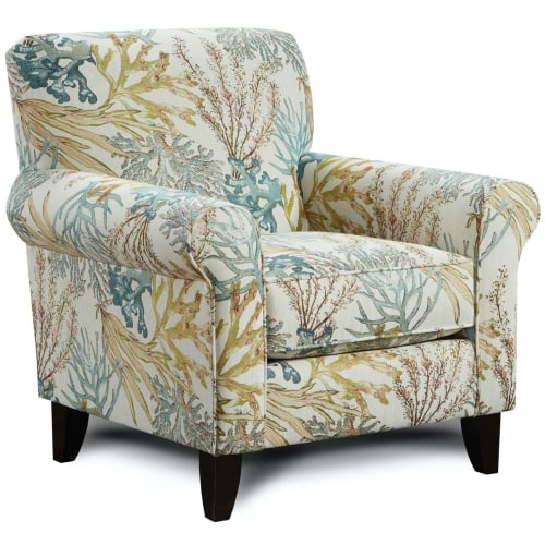 Accent Chair in Coral Reef Caribbean Multicolor Fabric