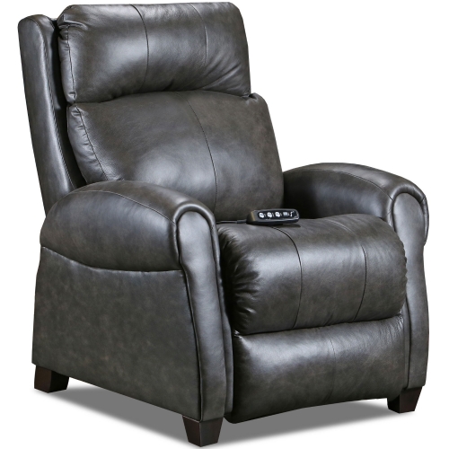 Saturn SoCozi Massage Next Level Power Recliner w/ Headrest in Grey Top Grain Leather