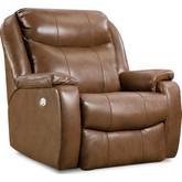 Hercules Power Headrest WallHugger Big Man's Recliner in Amber Brown Leather