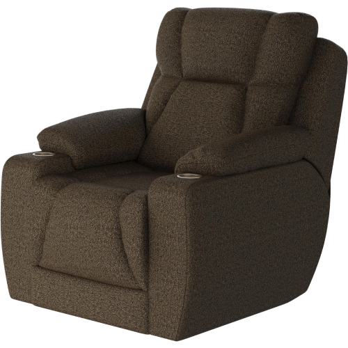 Challenger Big Man's Power Headrest WallHugger Recliner in Toffee Brown Woven Texture Fabric