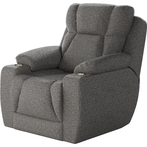 Challenger Big Man's Power Headrest WallHugger Recliner in Charcoal Grey Printed Velvet Microfiber