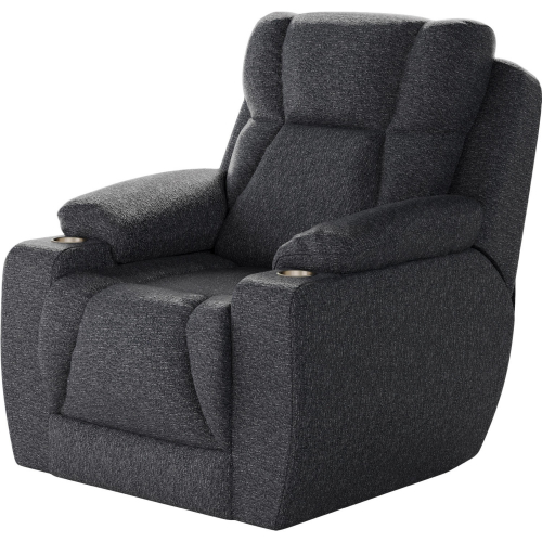 Challenger Big Man's Power Headrest WallHugger Recliner in Navy Blue Printed Velvet Microfiber