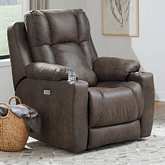 Challenger Big Man's Power Headrest Wall Hugger Recliner in Brown Fabric