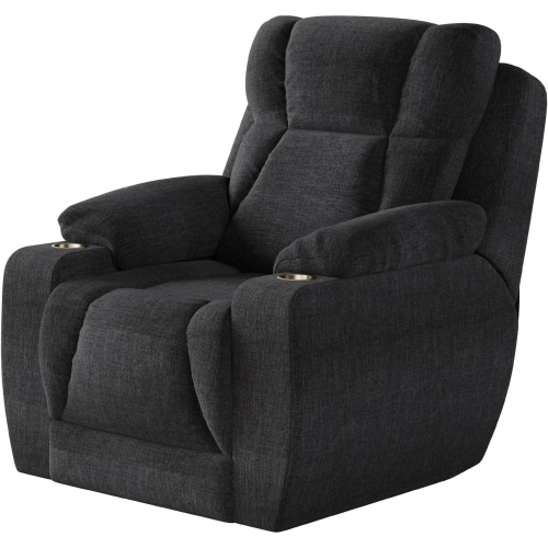 Challenger Big Man's Power Headrest WallHugger Recliner in Charcoal Grey Velvet Microfiber