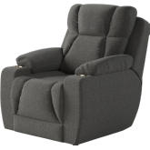 Challenger Big Man's Power Headrest WallHugger Recliner in Granite Grey Velvet Microfiber