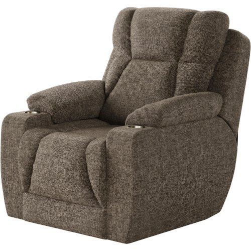 Challenger Big Man's Power Headrest WallHugger Recliner in Chocolate Grey Velvet Microfiber