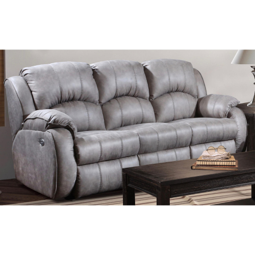 Cagney Power Headrest Double Reclining Sofa in Nickel Grey Duralux Vegan Leather