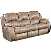 Cagney Power Headrest Double Reclining Sofa in Vintage Brown Fabric