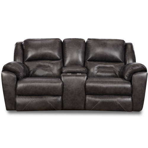 Pandora Power Reclining Console Loveseat in Grey Leather