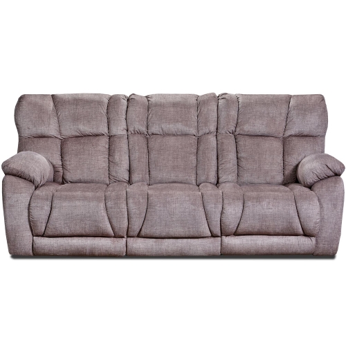 Wild Card Manual Reclining Sofa w/ Drop Tray Table in Brown Brindle Velvet Fabric