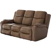 Marvel Manual Reclining Console Loveseat in Hickory Brown Fabric