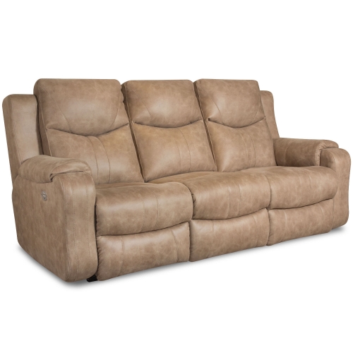 Marvel Power Headrest Reclining Sofa in Tan Fabric