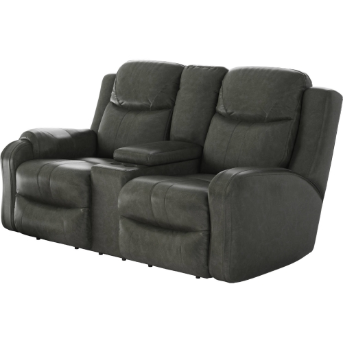 Marvel Power Headrest Reclining Console Loveseat in Slate Grey Fabric