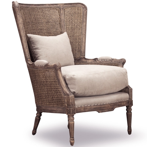 Amelia Chair in Hardwood & Winfield Natural Fabric