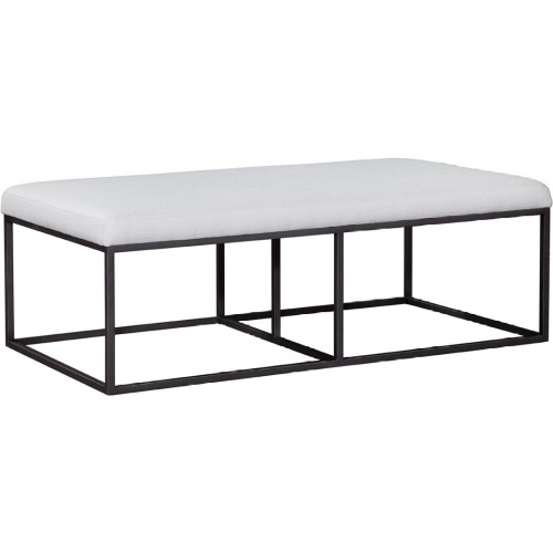 Anaheim Cocktail Ottoman in Data Cream Fabric & Gunmetal