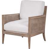 Bakersfield Chair in Vanilla Fabric, Gray Wood & Cane