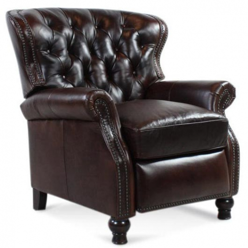 Bentley Manual Recliner in Tufted Shalimar Cocoa Dark Brown Leather