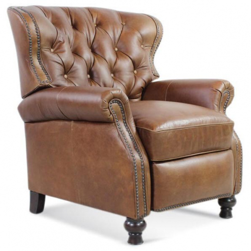 Bentley Manual Recliner in Tufted Shalimar Saddle Brown Leather