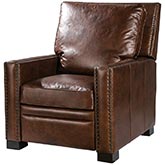 Britt Manual Recliner in Coffee Leather w/ Antique Brass Nailhead Trim