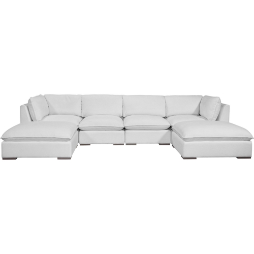 Burbank Sectional w/ Double Chaise in Chloe Ice Neutral Fabric