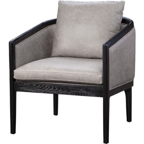 Canterbury Accent Chair in Fargo Smoke Gray Leather & Black Wood