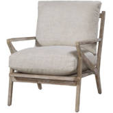 Carmel Accent Chair in Classic Linen Fabric & Gray Wood