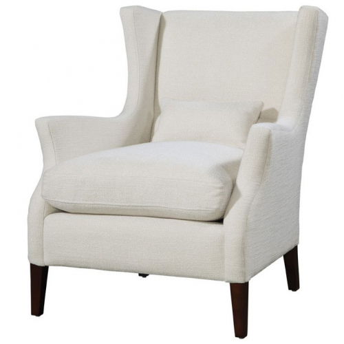 Chip Accent Chair in Data Cream Fabric & Wood