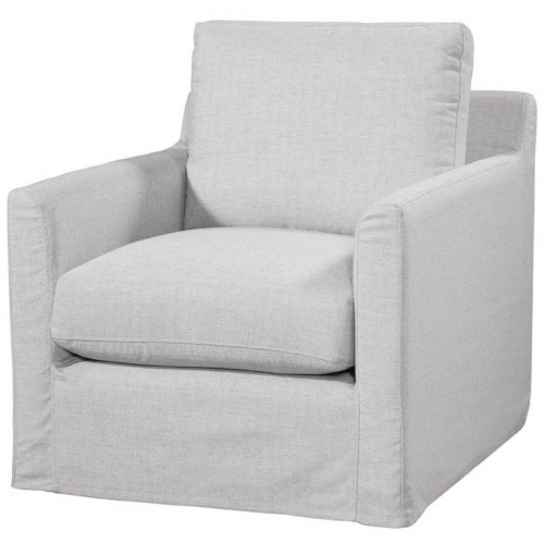 Curry Slipcovered Swivel Accent Chair in Indy Dove Gray Fabric