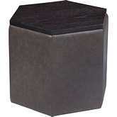 Fresno Storage Ottoman in Parrott Gray Leather & Black Wood