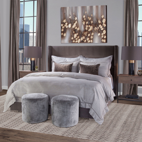 Hepburn Queen Bed in Cayenne Granite Gray Fabric