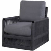 Huntington Outdoor Swivel Accent Chair in Castle Charcoal Gray Fabric & Rope