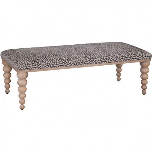 Locust Cocktail Ottoman in Ocelot Midnight Pattern Fabric & Gray Wood