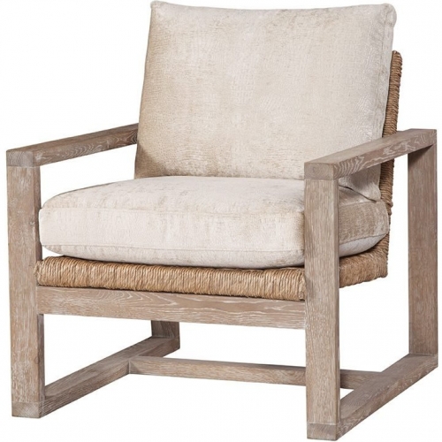 Melrose Accent Chair in Wendy Chamois Fabric & Gray Wood