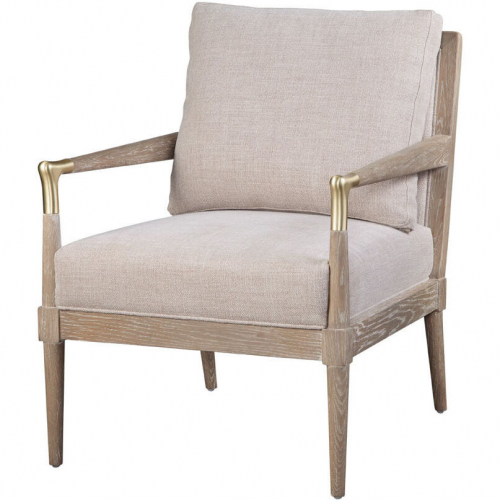 Meyer Accent Chair in Lombardy Fawn Brown Fabric & Gray Wood