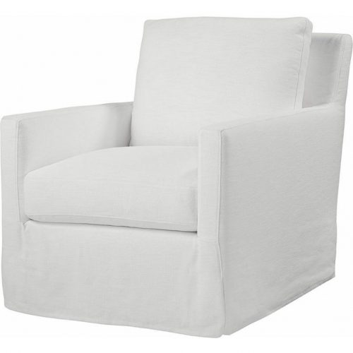 Pasadena Slipcovered Swivel Accent Chair in Bergamo Vanilla Neutral Fabric