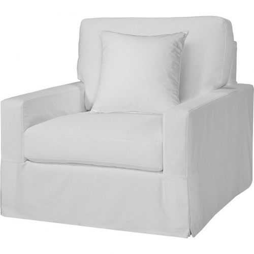 Peyton Slipcover Swivel Accent Chair in Genoa Artic Neutral Fabric