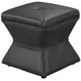 Ridgeway Ottoman in Royalton Gray Leather & Black Nailhead