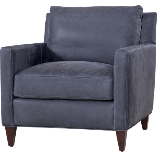 Riverside Accent Chair in Navy Blue Nobuk Leather & Espresso Wood